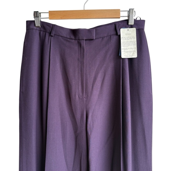 Y2K Rena Rowan 100% Woolmark Wool Purple Pants High Waist Wide Leg Womens Sz 14 - Picture 4 of 10